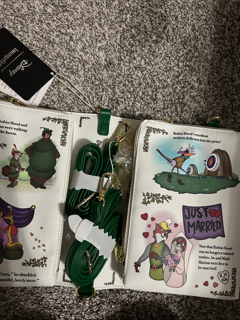 Disney Loungefly Robin Hood Green Zip-Around Crossbody - Picture 6 of 6